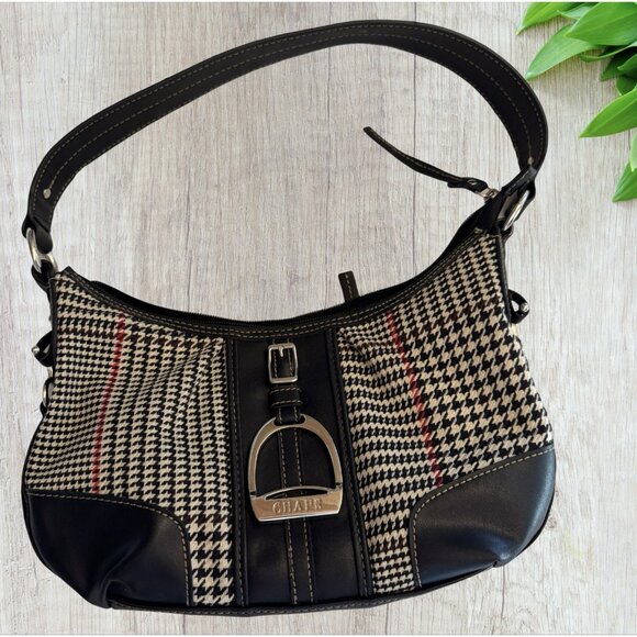 Chaps Black Houndstooth Shoulder Bag Purse - Picture 8 of 8